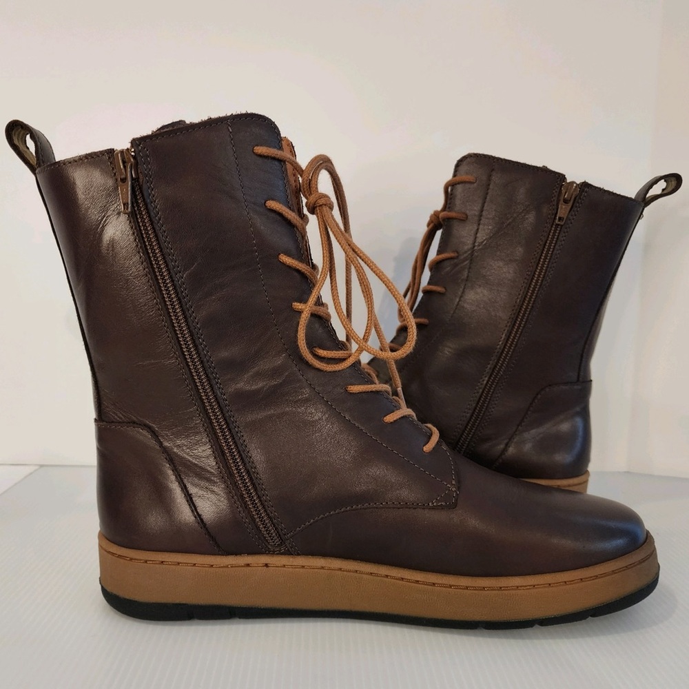 1980 NWOT Genuine Leather Upper&Lining, Lace&Zip Closure Portugal made Booties - Picture 4 of 15